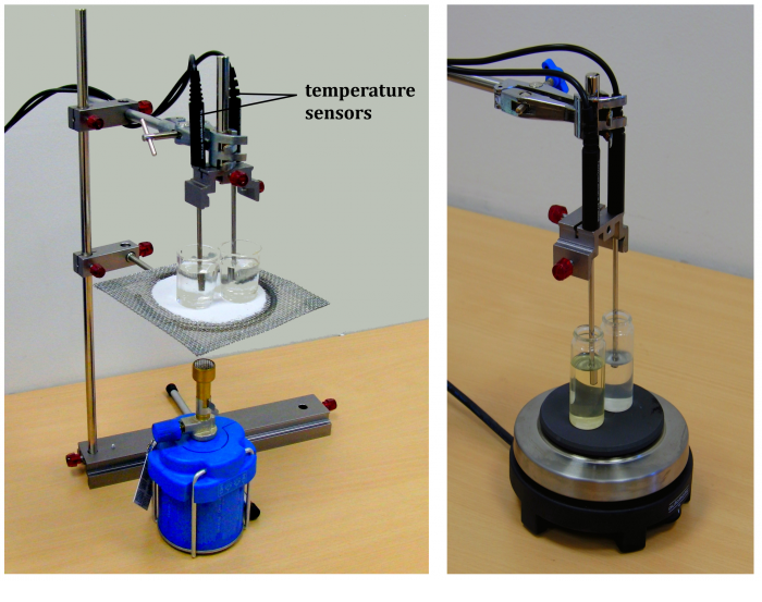 Fig. 3: Different options of arrangement of the experiment (with burner and with cooker)